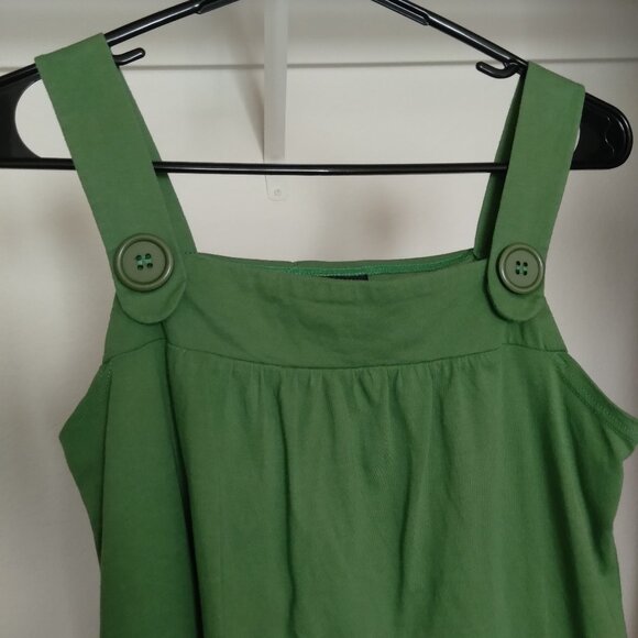 Vintage Y2K Fashion Express Cotton Blend Green Tank Top with Button Detail - Picture 2 of 5